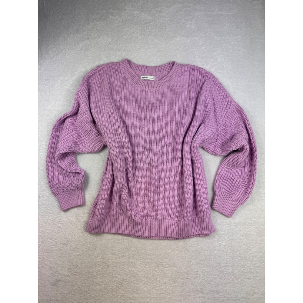 Sonoma Goods For Life Purple Shaker Knit Crewneck Sweater 1X Plus Size Lavender